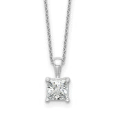 14k White Gold 1 1/2 carat Certified Lab Grown Diamond VS+ F+ Princess Complete 18 inch Four Prong Pendant Necklace