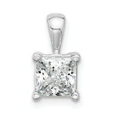 14k White Gold 1 1/2 carat Certified Lab Grown Diamond VS/SI+ G+ Princess Complete Four Prong Pendant