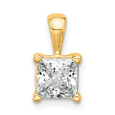 14k 1 1/2 carat Certified Lab Grown Diamond VS+ F+ Princess Complete Four Prong Pendant