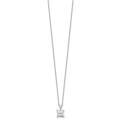 14k White Gold 2 carat Certified Lab Grown Diamond VS/SI+ G+ Princess Complete 18 inch Four Prong Pendant Necklace