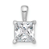 14k White Gold 2 1/2 carat Lab Grown Diamond VS/SI+ G+ Princess Complete Four Prong Pendant
