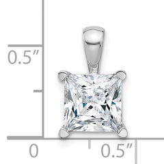 14k White Gold 3 carat Certified Lab Grown Diamond VS/SI+ G+ Princess Complete Four Prong Pendant