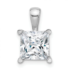 14k White Gold 3 carat Lab Grown Diamond VS/SI+ G+ Princess Complete Four Prong Pendant