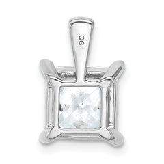 14k White Gold 4 carat Lab Grown Diamond VS/SI+ G+ Princess Complete Four Prong Pendant