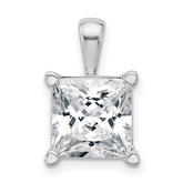 14k White Gold 5 carat Lab Grown Diamond VS+ F+ Princess Complete Four Prong Pendant