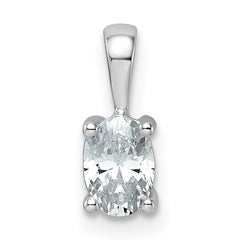 14k White Gold 1/2 carat Lab Grown Diamond VS+ F+ Oval Complete Four Prong Pendant