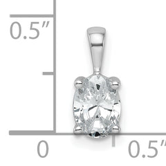 14k White Gold 3/4 carat Lab Grown Diamond VS+ F+ Oval Complete Four Prong Pendant