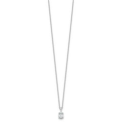 14k White Gold 3/4 carat Lab Grown Diamond VS+ F+ Oval Complete 18 inch Four Prong Pendant Necklace