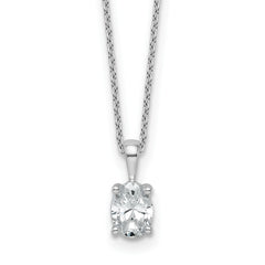 14k White Gold 3/4 carat Lab Grown Diamond VS+ F+ Oval Complete 18 inch Four Prong Pendant Necklace