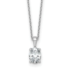 14k White Gold 1 carat Certified Lab Grown Diamond VS+ F+ Oval Complete 18 inch Four Prong Pendant Necklace