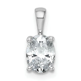 14k White Gold 1 carat Certified Lab Grown Diamond VS/SI+ G+ Oval Complete Four Prong Pendant