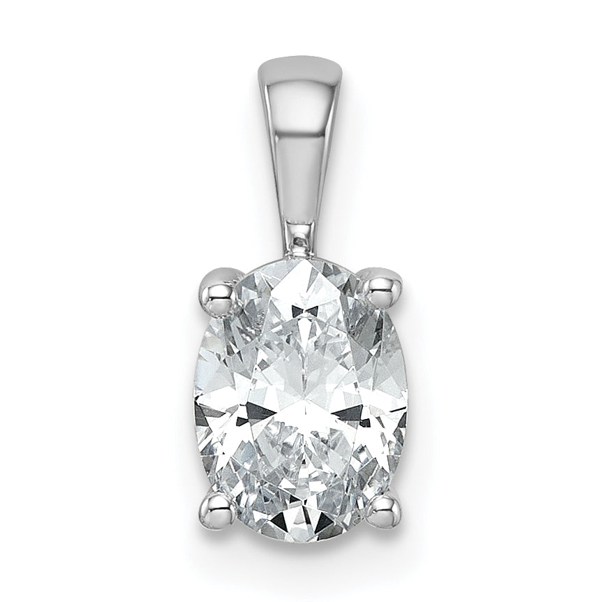 14k White Gold 1 carat Lab Grown Diamond VS/SI+ G+ Oval Complete Four Prong Pendant