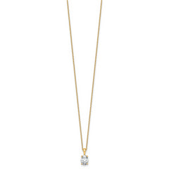 14k 1 carat Certified Lab Grown Diamond VS/SI+ G+ Oval Complete 18 inch Four Prong Pendant Necklace