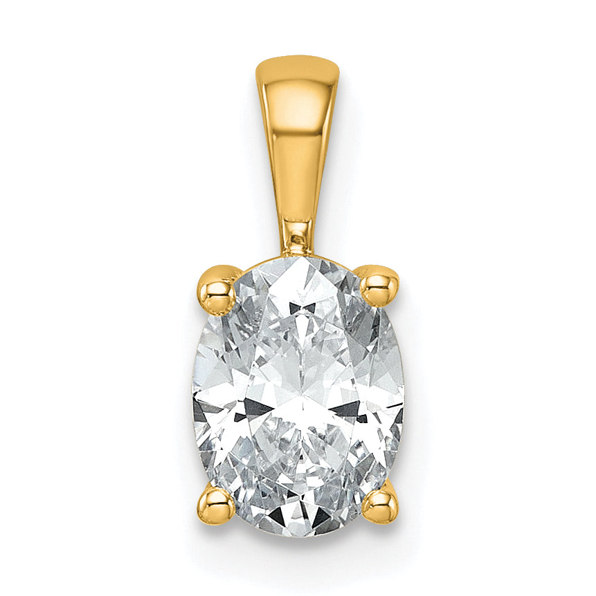 14k 1 carat Certified Lab Grown Diamond VS/SI+ G+ Oval Complete Four Prong Pendant