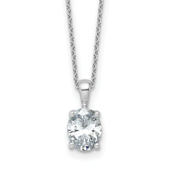 14k White Gold 1 1/2 carat Lab Grown Diamond VS+ F+ Oval Complete 18 inch Four Prong Pendant Necklace
