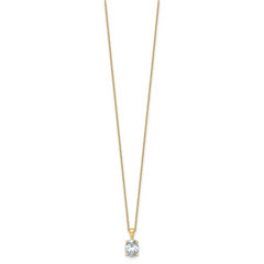 14k 1 1/2 carat Lab Grown Diamond VS/SI+ G+ Oval Complete 18 inch Four Prong Pendant Necklace