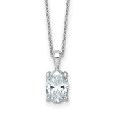 14k White Gold 2 carat Lab Grown Diamond VS/SI+ G+ Oval Complete 18 inch Four Prong Pendant Necklace