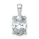14k White Gold 2 1/2 carat Certified Lab Grown Diamond VS+ F+ Oval Complete Four Prong Pendant