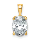14k 2 1/2 carat Lab Grown Diamond VS/SI+ G+ Oval Complete Four Prong Pendant