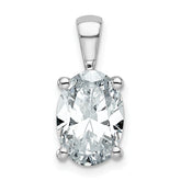 14k White Gold 3 carat Lab Grown Diamond VS+ F+ Oval Complete Four Prong Pendant