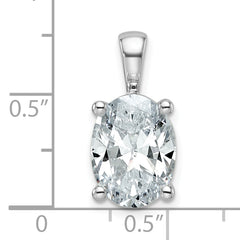 14k White Gold 4 carat Lab Grown Diamond VS+ F+ Oval Complete Four Prong Pendant