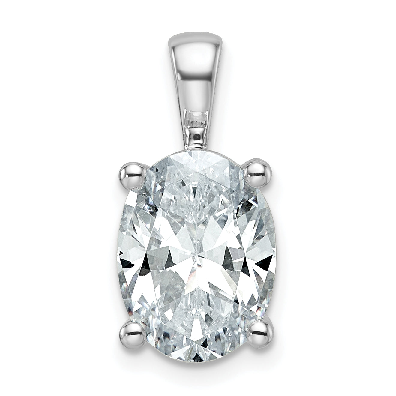 14k White Gold 4 carat Certified Lab Grown Diamond VS/SI+ G+ Oval Complete Four Prong Pendant