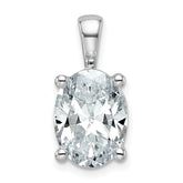 14k White Gold 4 carat Lab Grown Diamond VS+ F+ Oval Complete Four Prong Pendant