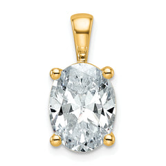 14k 4 carat Lab Grown Diamond VS/SI+ G+ Oval Complete Four Prong Pendant