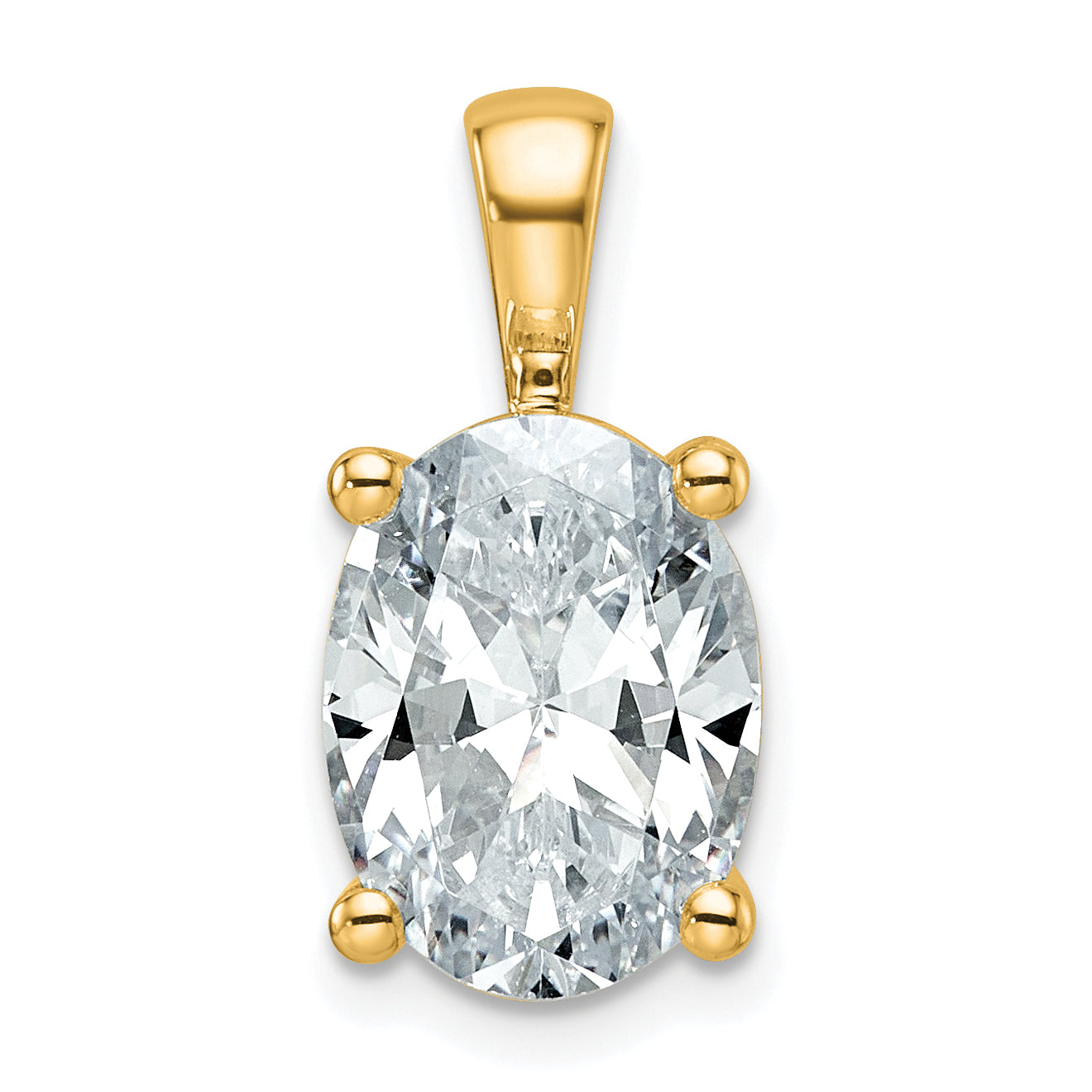 14k 4 carat Lab Grown Diamond VS+ F+ Oval Complete Four Prong Pendant