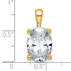 14k 5 carat Lab Grown Diamond VS/SI+ G+ Oval Complete Four Prong Pendant