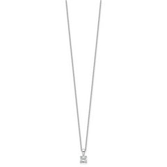14k White Gold 1/2 carat Certified Lab Grown Diamond VS+ F+ Cushion Complete 18 inch Four Prong Pendant Necklace