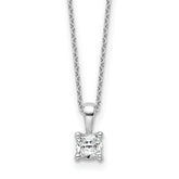14k White Gold 1/2 carat Certified Lab Grown Diamond VS/SI+ G+ Cushion Complete 18 inch Four Prong Pendant Necklace