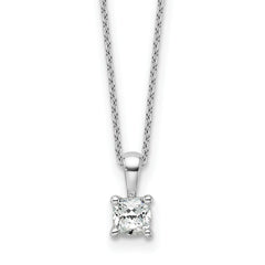 14k White Gold 1/2 carat Certified Lab Grown Diamond VS+ F+ Cushion Complete 18 inch Four Prong Pendant Necklace