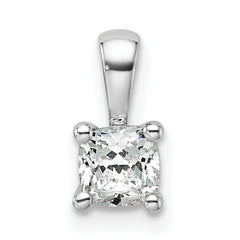 14k White Gold 1/2 carat Lab Grown Diamond VS/SI+ G+ Cushion Complete Four Prong Pendant