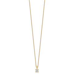 14k 1/2 carat Certified Lab Grown Diamond VS+ F+ Cushion Complete 18 inch Four Prong Pendant Necklace