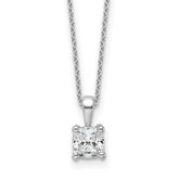 14k White Gold 3/4 carat Lab Grown Diamond VS+ F+ Cushion Complete 18 inch Four Prong Pendant Necklace