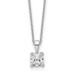 14k White Gold 3/4 carat Lab Grown Diamond VS/SI+ G+ Cushion Complete 18 inch Four Prong Pendant Necklace