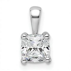 14k White Gold 3/4 carat Certified Lab Grown Diamond VS+ F+ Cushion Complete Four Prong Pendant