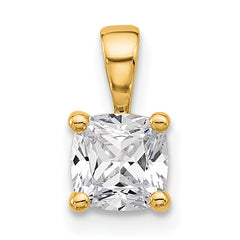 14k 3/4 carat Lab Grown Diamond VS/SI+ G+ Cushion Complete Four Prong Pendant