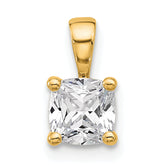 14k 3/4 carat Lab Grown Diamond VS+ F+ Cushion Complete Four Prong Pendant