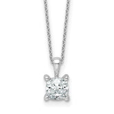 14k White Gold 1 carat Certified Lab Grown Diamond VS/SI+ G+ Cushion Complete 18 inch Four Prong Pendant Necklace