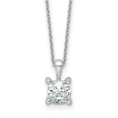 14k White Gold 1 carat Lab Grown Diamond VS/SI+ G+ Cushion Complete 18 inch Four Prong Pendant Necklace
