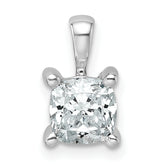 14k White Gold 1 carat Certified Lab Grown Diamond VS+ F+ Cushion Complete Four Prong Pendant