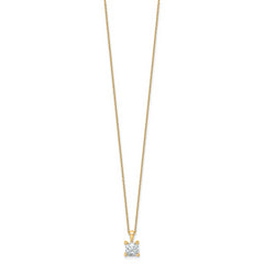 14k 1 carat Certified Lab Grown Diamond VS/SI+ G+ Cushion Complete 18 inch Four Prong Pendant Necklace