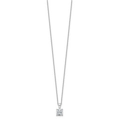 14k White Gold 1 1/2 carat Certified Lab Grown Diamond VS/SI+ G+ Cushion Complete 18 inch Four Prong Pendant Necklace