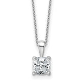 14k White Gold 1 1/2 carat Certified Lab Grown Diamond VS+ F+ Cushion Complete 18 inch Four Prong Pendant Necklace