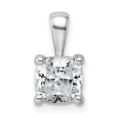 14k White Gold 1 1/2 carat Lab Grown Diamond VS+ F+ Cushion Complete Four Prong Pendant