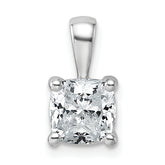 14k White Gold 1 1/2 carat Lab Grown Diamond VS/SI+ G+ Cushion Complete Four Prong Pendant