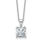 14k White Gold 2 carat Certified Lab Grown Diamond VS+ F+ Cushion Complete 18 inch Four Prong Pendant Necklace