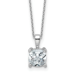 14k White Gold 2 carat Certified Lab Grown Diamond VS/SI+ G+ Cushion Complete 18 inch Four Prong Pendant Necklace